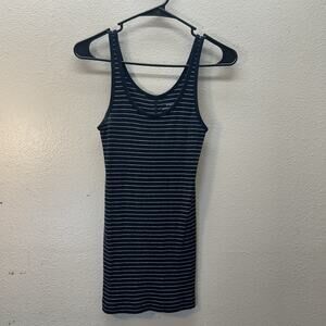 Vince Ribbed "The Favorite Tank" Pima Cotton Blend Top Navy Striped Minimalist